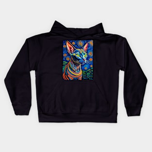 The Shpynx Cat in starry night Kids Hoodie